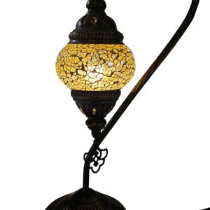 Crackle Table Lamp with high base, vintage, small globe, Brown