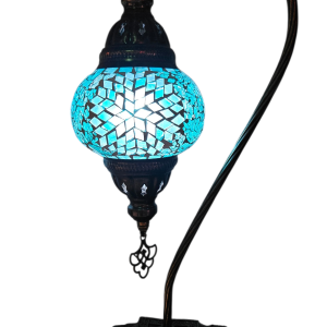 Mosaic Table Lamp with high base , vintage, medium globe, Turquoise