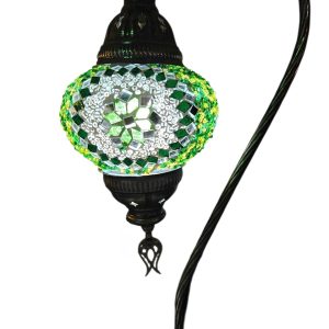 Mosaic Table Lamp with high base , vintage, medium globe, Green