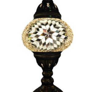 Mosaic Table Lamp with normal base, vintage, medium size globe, White