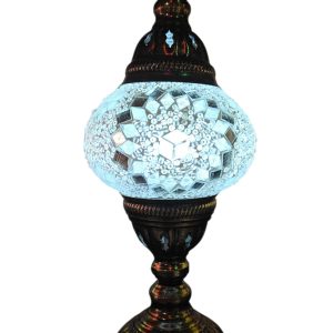 Mosaic Table Lamp with normal base, vintage, medium size globe, White
