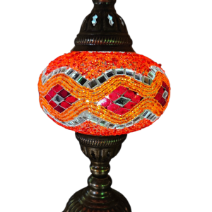 Mosaic Table Lamp with normal base, vintage, large size globe, Orange