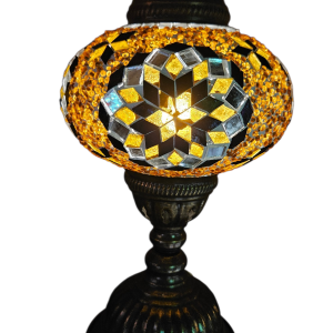 Mosaic Table Lamp with normal base, vintage, large size globe, Brown